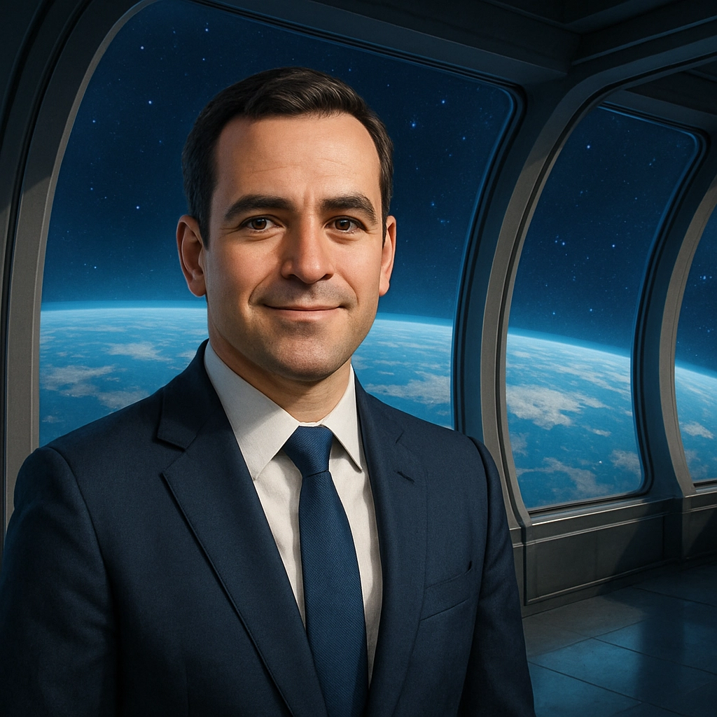 AI Innovation Leader in futuristic space setting