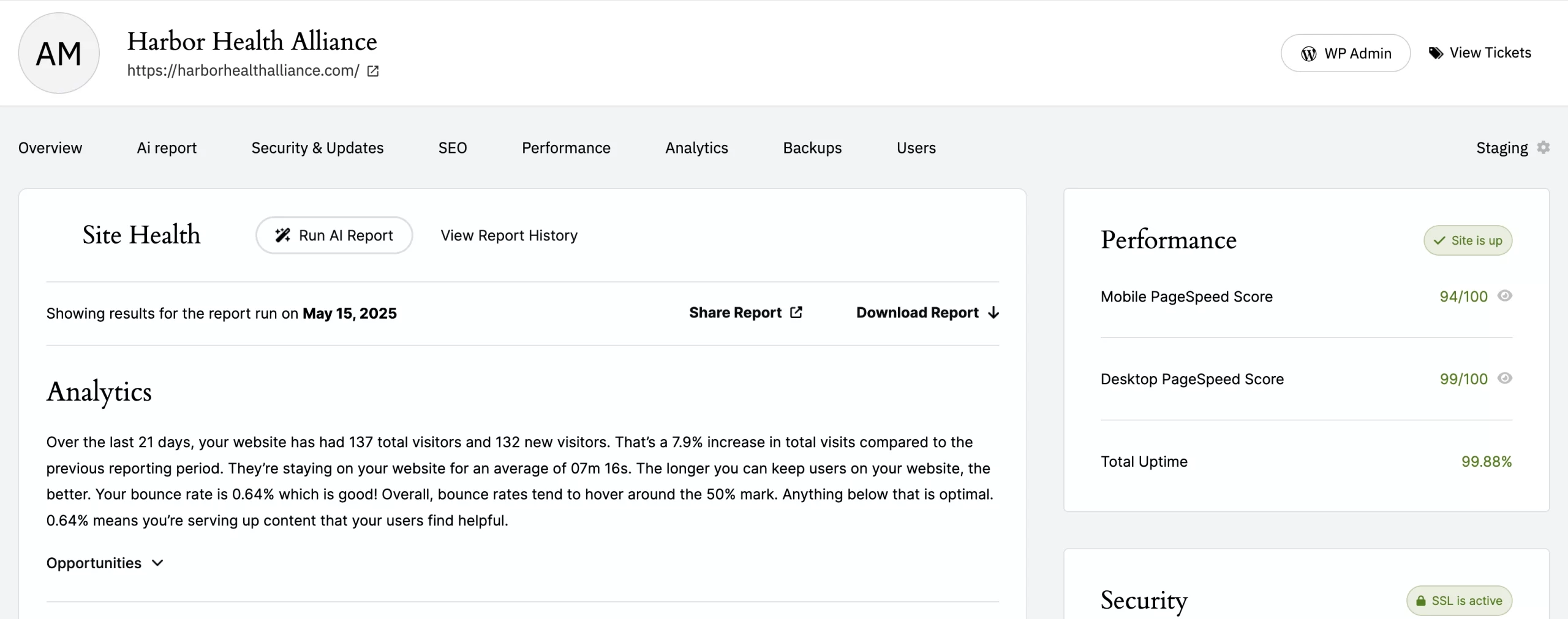 SiteCloud Analytics Dashboard